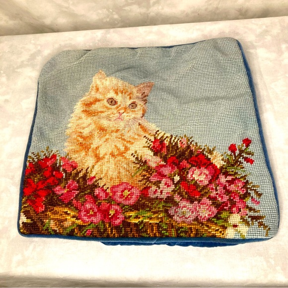 Accents Vintage Embroidered Cat Pillow Cover Poshmark